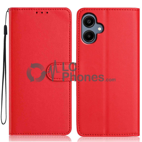 Samsung Galaxy A05 A055 - Magnet Strap Case Case Pouch Wallet with Mini Lanyard Pendant Red