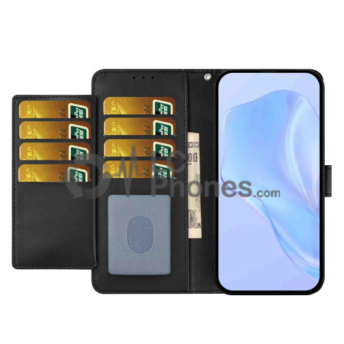 Samsung Galaxy A05 A055 - Magnet Strap Case Case Pouch Wallet with Mini Lanyard Pendant Black