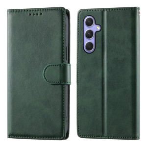 Samsung Galaxy A55 5G A556 - Calf Textured Leather Stand Wallet Case Green