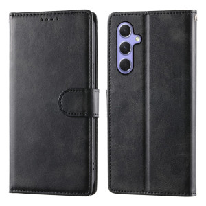 Samsung Galaxy A55 5G A556 - Calf Textured Leather Stand Wallet Case Black