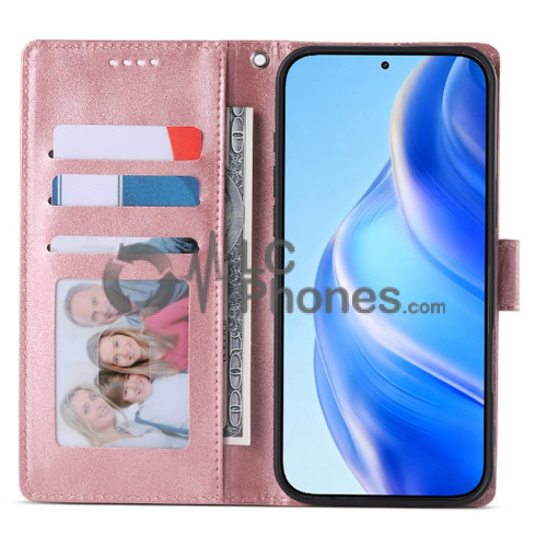 Samsung Galaxy A35 5G A356 - Calf Textured Leather Stand Wallet Case Pink