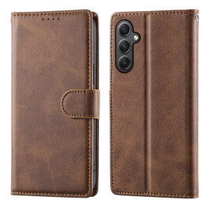 Samsung Galaxy A35 5G A356 - Calf Textured Leather Stand Wallet Case Brown