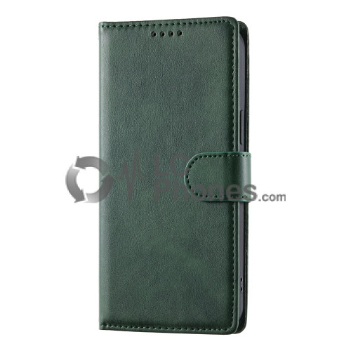 Samsung Galaxy A35 5G A356 - Calf Textured Leather Stand Wallet Case Green