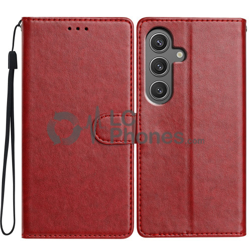 Samsung Galaxy A25 5G A256 - Magnet Strap Case Case Pouch Wallet with Mini Lanyard Pendant Red