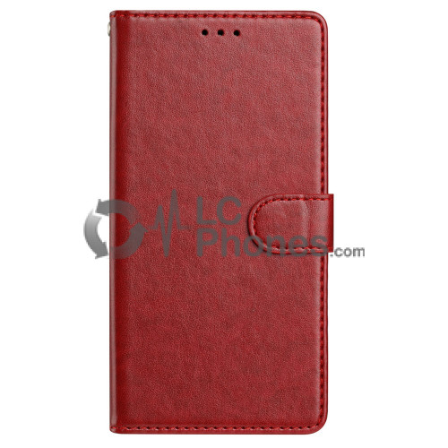 Samsung Galaxy A25 5G A256 - Magnet Strap Case Case Pouch Wallet with Mini Lanyard Pendant Red