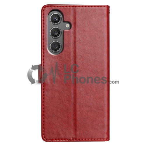 Samsung Galaxy A25 5G A256 - Magnet Strap Case Case Pouch Wallet with Mini Lanyard Pendant Red