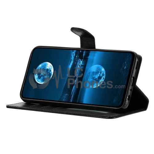 Samsung Galaxy A25 5G A256 - Magnet Strap Case Case Pouch Wallet with Mini Lanyard Pendant Black