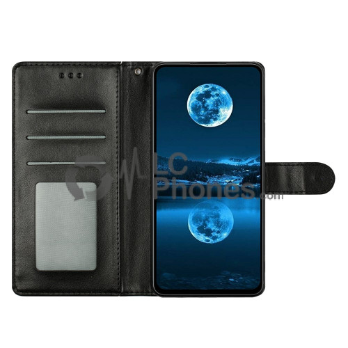 Samsung Galaxy A25 5G A256 - Magnet Strap Case Case Pouch Wallet with Mini Lanyard Pendant Black