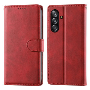 Samsung Galaxy A16 A165 - Calf Textured Leather Stand Wallet Case Red
