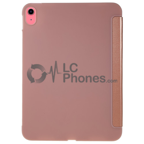 iPad 10th Gen (2022) 10.9 inch A2757 A2777 A2696 - Tri-folding Smart Leather Flip + PC Back Case Rose Gold
