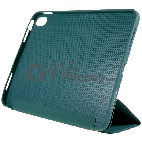 iPad 10th Gen (2022) 10.9 inch A2757 A2777 A2696 - Tri-folding Smart Leather Flip + PC Back Case Dark Green