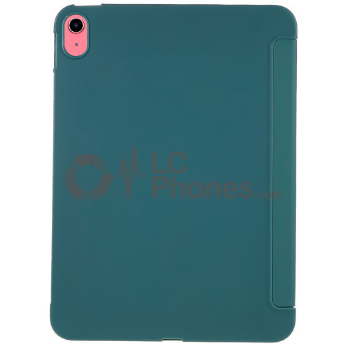 iPad 10th Gen (2022) 10.9 inch A2757 A2777 A2696 - Tri-folding Smart Leather Flip + PC Back Case Dark Green