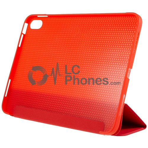 iPad 10th Gen (2022) 10.9 inch A2757 A2777 A2696 - Tri-folding Smart Leather Flip + PC Back Case Red
