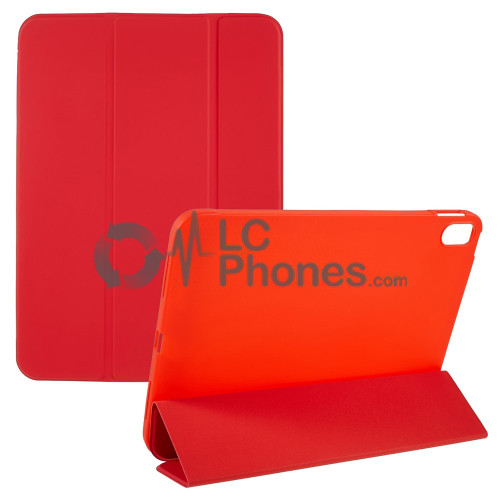 iPad 10th Gen (2022) 10.9 inch A2757 A2777 A2696 - Tri-folding Smart Leather Flip + PC Back Case Red