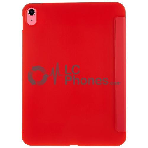 iPad 10th Gen (2022) 10.9 inch A2757 A2777 A2696 - Tri-folding Smart Leather Flip + PC Back Case Red