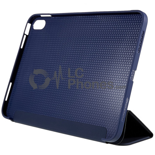 iPad 10th Gen (2022) 10.9 inch A2757 A2777 A2696 - Tri-folding Smart Leather Flip + PC Back Case Dark Blue
