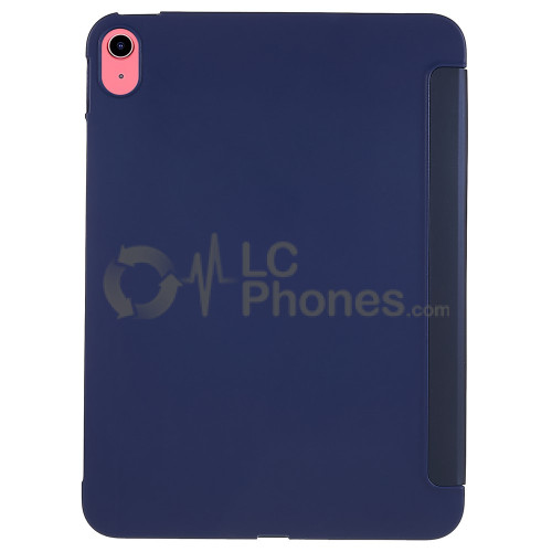 iPad 10th Gen (2022) 10.9 inch A2757 A2777 A2696 - Tri-folding Smart Leather Flip + PC Back Case Dark Blue