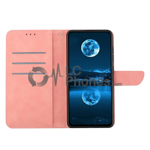 Samsung Galaxy A13 5G A136 - Skin-touch Imprinted Line Leather Wallet Case Pink