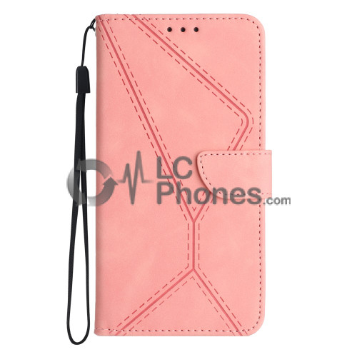 Samsung Galaxy A13 5G A136 - Skin-touch Imprinted Line Leather Wallet Case Pink