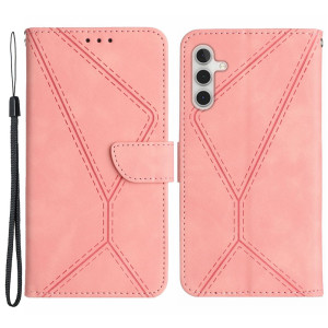 Samsung Galaxy A13 5G A136 - Skin-touch Imprinted Line Leather Wallet Case Pink