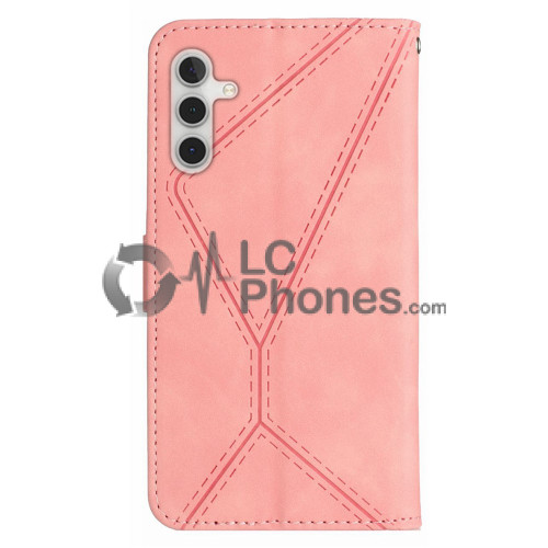 Samsung Galaxy A13 5G A136 - Skin-touch Imprinted Line Leather Wallet Case Pink