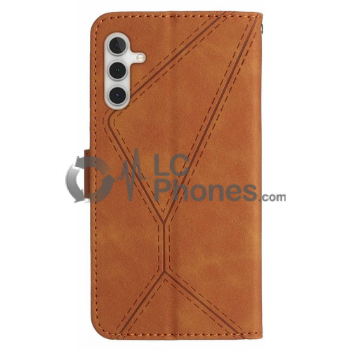 Samsung Galaxy A13 5G A136 - Skin-touch Imprinted Line Leather Wallet Case Brown