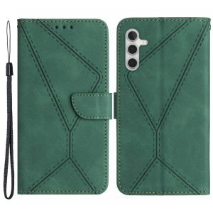 Samsung Galaxy A13 5G A136 - Skin-touch Imprinted Line Leather Wallet Case Green