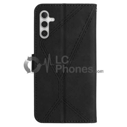 Samsung Galaxy A13 5G A136 - Skin-touch Imprinted Line Leather Wallet Case Black