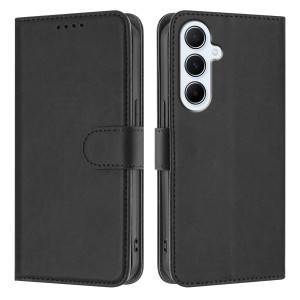 Samsung Galaxy A36 5G A366 - Calf Textured Leather Stand Wallet Case Black