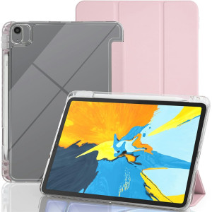 iPad Pro 11 (2018) A2013 A1934 A1980 - Acrylic Back PU Leather Flip Cover Case with Pencil Slot Pink