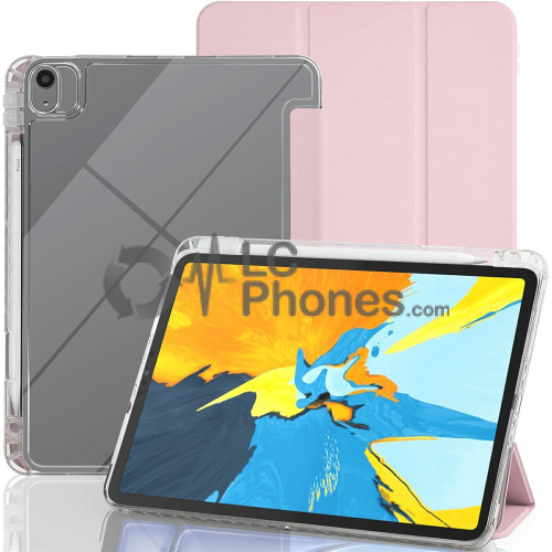 iPad Pro 11 (2018) A2013 A1934 A1980 - Acrylic Back PU Leather Flip Cover Case with Pencil Slot Pink