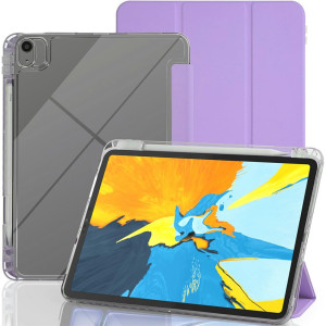 iPad Pro 11 (2018) A2013 A1934 A1980 - Acrylic Back PU Leather Flip Cover Case with Pencil Slot Purple