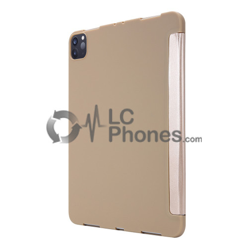 iPad Pro 11 (2018) A2013 A1934 A1980 - Silicon Stand PU Leather Flip Cover Case with Pencil Slot Gold