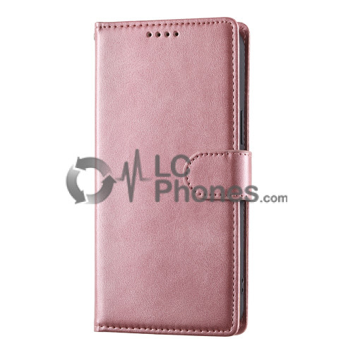 Samsung Galaxy A16 A165 - Calf Textured Leather Stand Wallet Case Rose