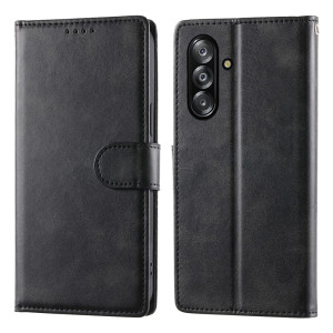 Samsung Galaxy A16 A165 - Calf Textured Leather Stand Wallet Case Black