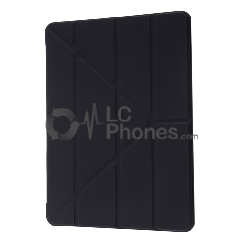 iPad 10.2 7th Gen (2019) A2197 A2198 A2200 - Origami Stand Smart Leather Flip + PC Back Case Black