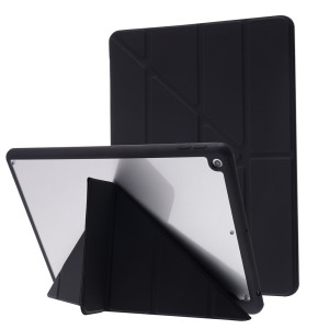 iPad 10.2 7th Gen (2019) A2197 A2198 A2200 - Origami Stand Smart Leather Flip + PC Back Case Black