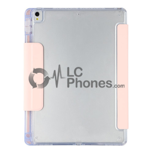 iPad 10.2 7th Gen (2019) A2197 A2198 A2200 - Y-Fold Stand Acrylic Back PU Leather Flip with Pencil Holder Rose