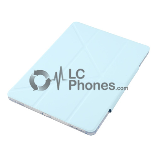 iPad 10.2 7th Gen (2019) A2197 A2198 A2200 - Y-Fold Stand Acrylic Back PU Leather Flip with Pencil Holder Blue