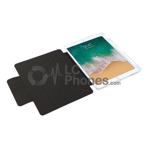 iPad 10.2 7th Gen (2019) A2197 A2198 A2200 - Y-Fold Stand Acrylic Back PU Leather Flip with Pencil Holder Black