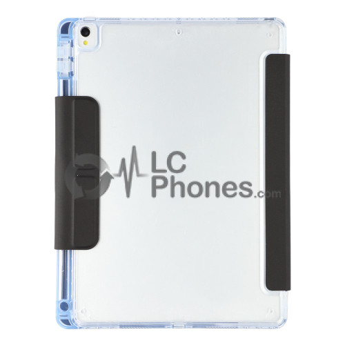 iPad 10.2 7th Gen (2019) A2197 A2198 A2200 - Y-Fold Stand Acrylic Back PU Leather Flip with Pencil Holder Black