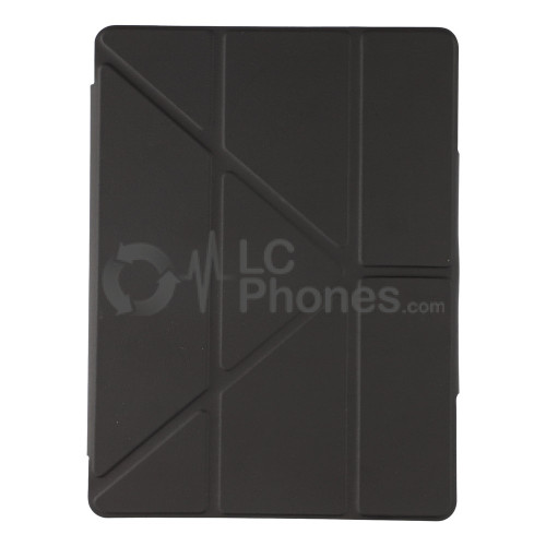 iPad 10.2 7th Gen (2019) A2197 A2198 A2200 - Y-Fold Stand Acrylic Back PU Leather Flip with Pencil Holder Black