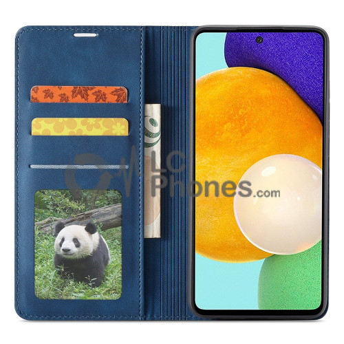 Samsung Galaxy A23 A235 - Silky Touch Leather Stand Wallet Case Blue