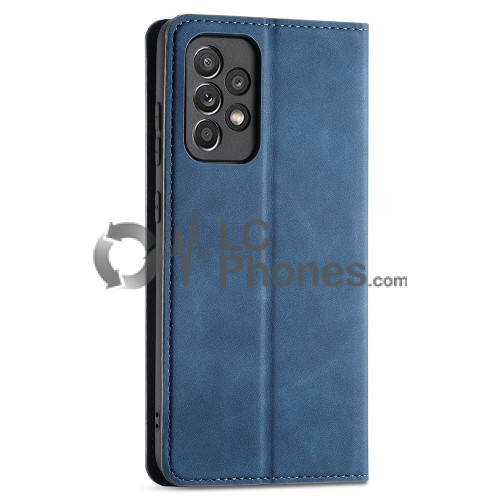 Samsung Galaxy A23 A235 - Silky Touch Leather Stand Wallet Case Blue