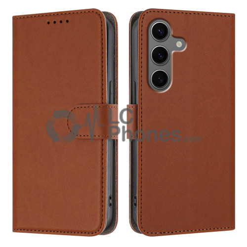 Samsung Galaxy S24+ 5G S926 - Magnet Strap Case Case Pouch Wallet Brown