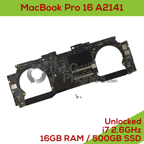Macbook Pro 16 inch A2141 with Touch Bar EMC 3347 - Fully Functional Logic Board Intel Core i7 2.6GHz AMD Radeon Pro 5300M 4GB / 16GB RAM / 500GB SSD with Touch ID UNLOCKED 820-01700-05