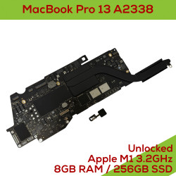 Macbook Pro 13 inch with M1 A2338 EMC 3578 - Fully Functional Logic Board Apple M1 Core 3.2GHz 8GB RAM / 256GB SSD with Touch ID UNLOCKED 820-00928-A