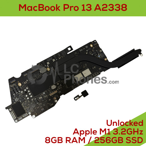 Macbook Pro 13 inch with M1 A2338 EMC 3578 - Fully Functional Logic Board Apple M1 Core 3.2GHz 8GB RAM / 256GB SSD with Touch ID UNLOCKED 820-00928-A