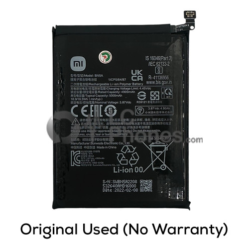 Xiaomi Redmi Note 10 5G - (Original Used) Battery BN5A 5000mAh 19.3Wh (No Warranty)