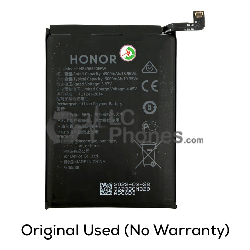 Huawei Honor X7 CMA-LX2, CMA-LX1, CMA-LX3 / X8 - (Original Used) Battery HB496590EFW 5000mAh 19.35Wh (No Warranty)